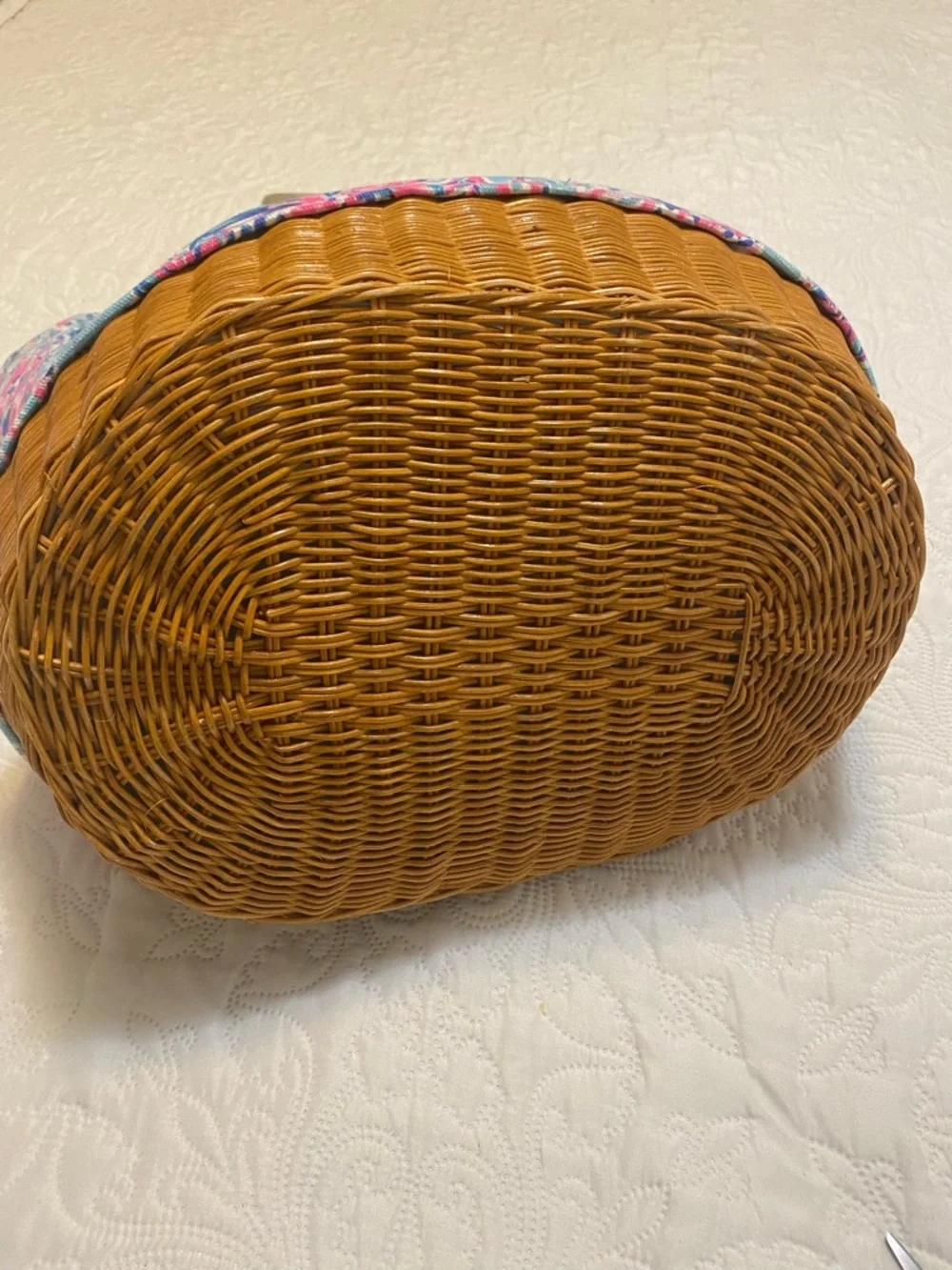 Lilly Pulitzer Canvas Wicker RARE Beach Tote Bag - Picture 13 of 15